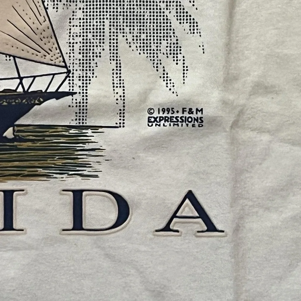 Florida Naples Sailboat Graphic T-Shirt Made In USA Vintage 1995 Single Stitch